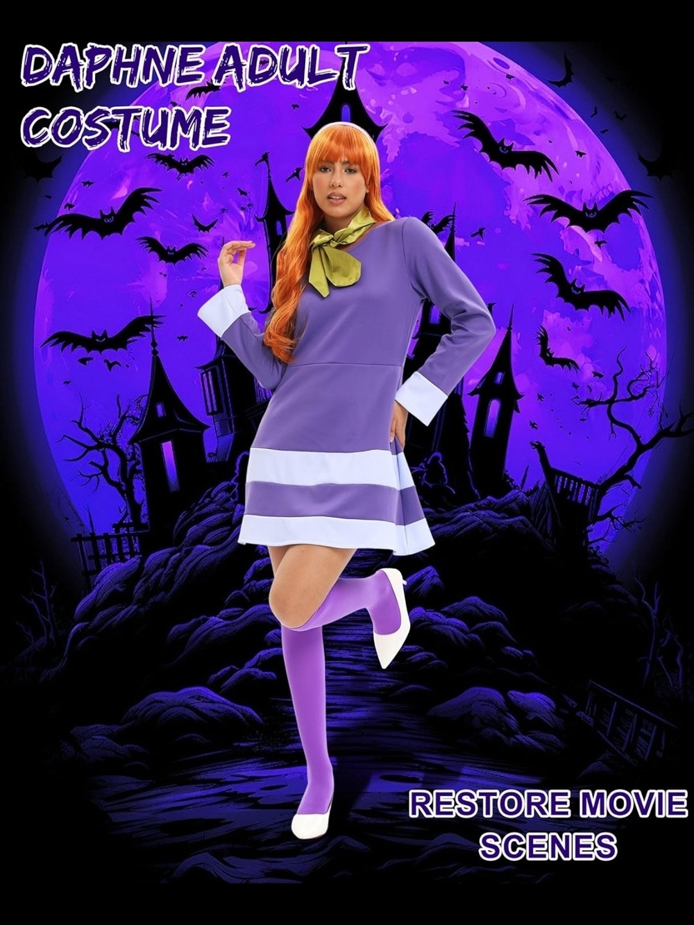Halloween Costume for Women Purple Dress with Matching Accessories No Socks - Picture 3 of 14